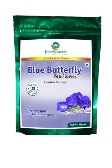 Blue Butterfly Pea Flower Tea | 100% Pure, Whole Dried Flowers | Caffeine-Free Herbal Tea | Rich in Antioxidants | Natural Blue Color | 50g Pack