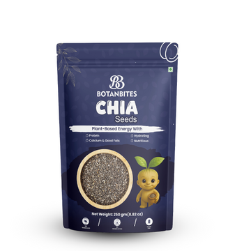 BOTANBITES Chia Seeds 250g | Rich in Omega-3, Fibre & Protein | Superfood for Fat Loss, Digestion & Energy | Gluten-Free & Vegan Seeds for Eating | Ideal for Smoothies, Salads & Puddings (250g)