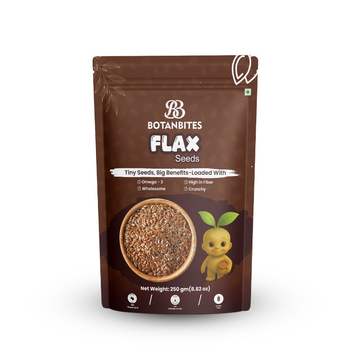 BOTANBITES Flax Seeds 250g | Rich in Omega-3, Fibre & Antioxidants | High Protein Superfood for Digestion, Heart Health & Fat Loss | Raw Seeds for Eating | Vegan & Gluten-Free Snack (250g)
