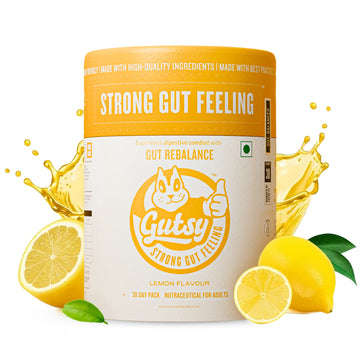 GUTSY Gut Rebalance - 30 Day Pack | Lemon Flavor Synbiotic (Probiotics + Prebiotics) for Instant Bloating Relief, Daily Regularity & Digestive Wellness #StrongGutFeeling